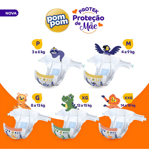 Kit 2 Fralda Pom Pom Protek Proteção De Mãe Hiper Atacado Gênero Sem gênero Tamanho Médio (M)