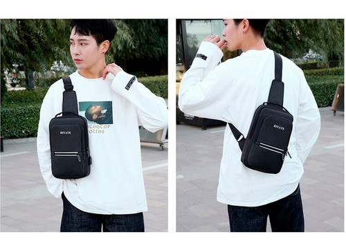 Pechera Impermeable Muramasa Usb Mochila Cruzada Al Hombro Color Negro