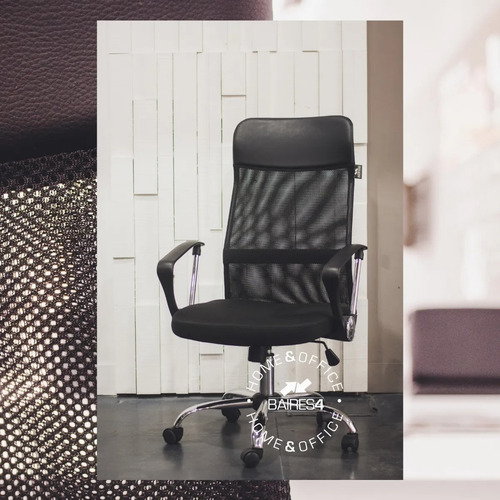 Sillon Mesh Ejecutivo Respaldo Alto Silla Escritorio Baires4 Color Negro