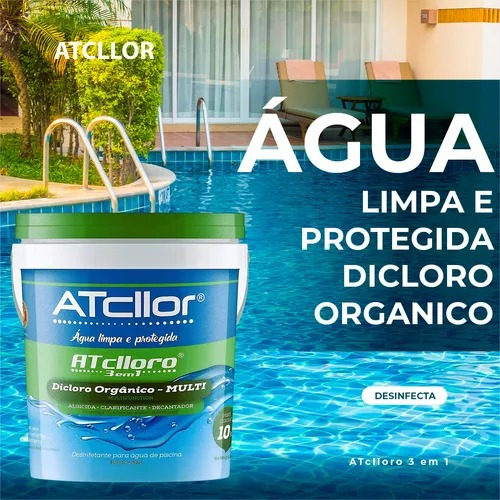Cloro Atcllor Balde 10kg Para Piscina 3 Em 1