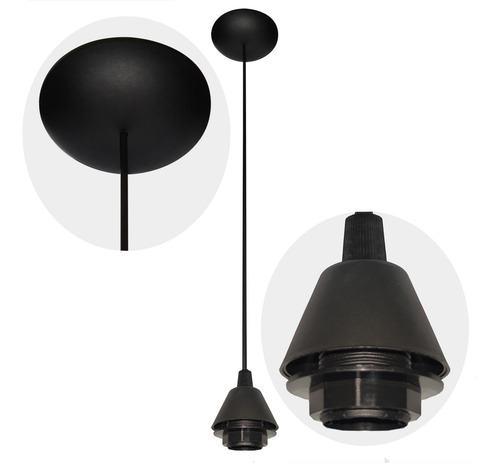 Pendente Moderno Sala Cozinha Banheiro Preto Montreal Fosco 110v/220v
