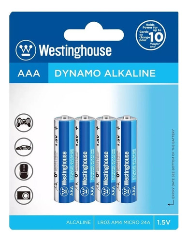 Pack 4 Pilas Dynamo Alcalina Aaa Westinghouse / Tecnocenter