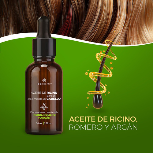 Aceite De Ricino Para Crecimiento Del Cabello 50 Ml Beohemp
