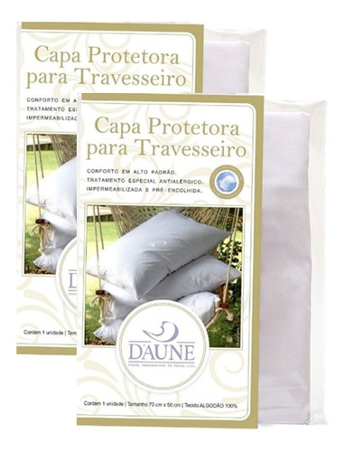 Capa Travesseiro Impermeável Algodão Com Zíper Kit  Com 2 Un