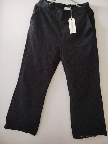 Pantalón Negro Tela Bordada Talla S University Club