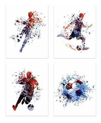 Impresiones De Arte De Pared De Acuarela De Fútbol - Siluet