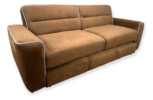 Sofá Cama Sillón Sala Hogar Minimalista 3 Posiciones Marrón Claro Liso