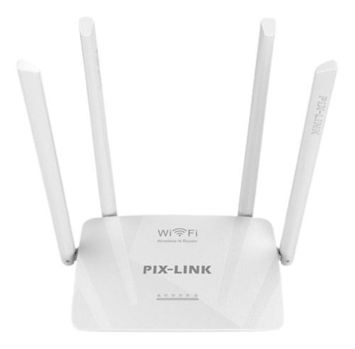 Router Wifi Pix Link 4 Antenas Qos Repetidor Rompe Muros Color Blanco