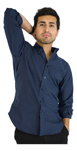 Camisa Oxford Hombre Azul Oscuro