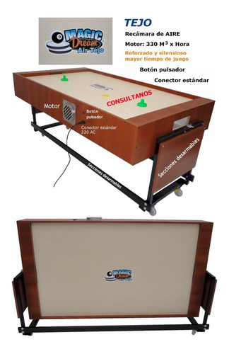 Imagen 3 de 5 de Mesa De Tejo Y Pool (2 En 1) Magic Air Fábrica 1pingpong