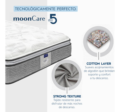 Colchón Matrimonial Restonic Ortopédico + 2 Almohadas Luxe Gris