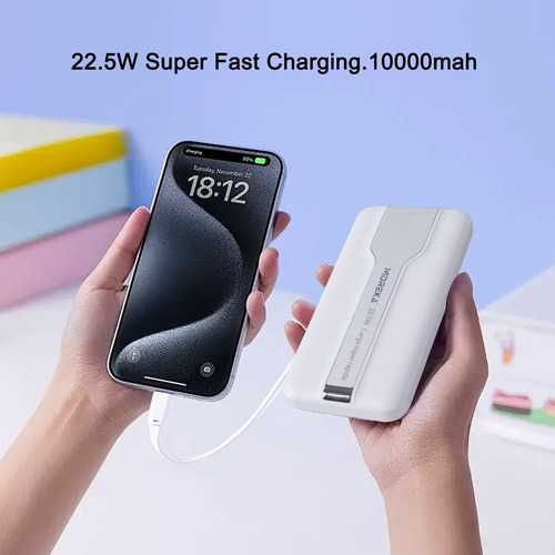 Power Bank 10000mah 22.5w Pd Carga Rápida Usb-c Lightning Blanco