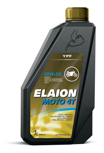 Ypf Aceite Moto 4t 20w50 Elaion. Envase 1 Litro.