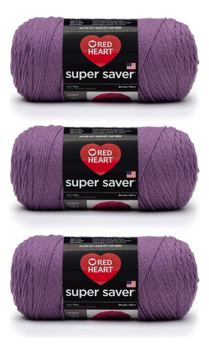 Red Heart Super Saver Medium Purple Yarn - 3 Pack Of 198g/7o