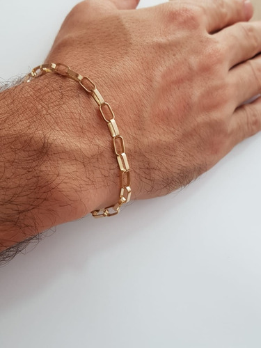 Pulseira Masculina Ouro 18k Modelo Tijolinho 8 Gramas Maciça