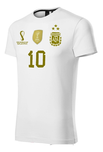 Remera Messi Argentina Tres Estrellas Algodon