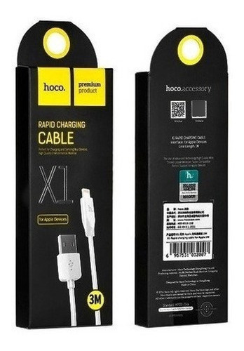 Cable Cargador Premium Hoco X1 Lightning Carga Rapida 3m