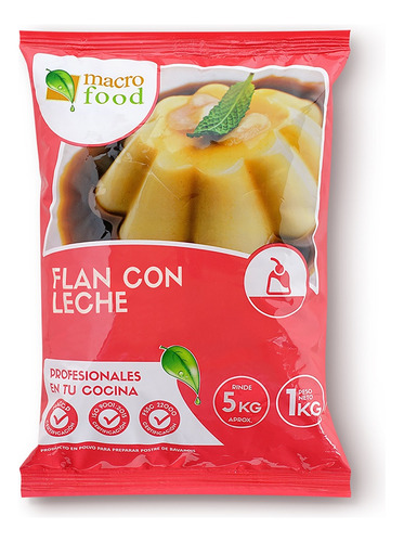 Flan Con Leche Sabor Frambuesa 1kg. Rinde 5kg. Agronewen
