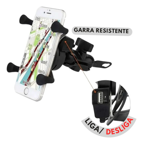 Suporte Pra Celular Moto Com Carregador Anti Chuva