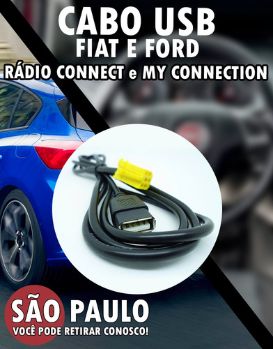 Cabo Usb Fiat Connect E Ford My Connection + Chave Remoção