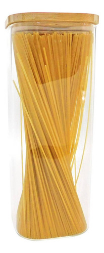 Recipiente Con Tapa Hermética De Bambú 1.9 L Color Transparente