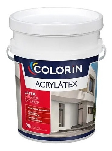 Pintura Latex Acrylatex Interior Exterior Mate 20 Lt Colorin