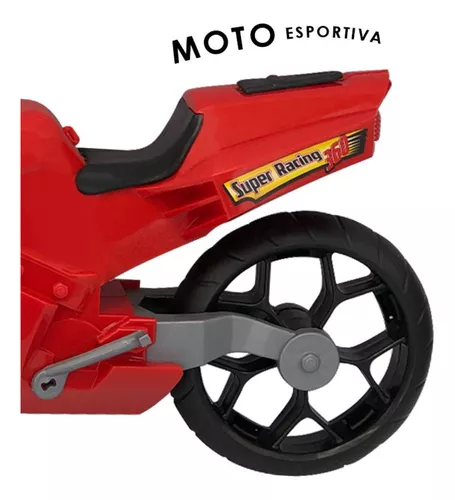 Brinquedo Moto de Corrida 1000 Branca Infantil Esportiva c/ Apoio Bs Toys  Motinha p/ Crianças Meninos Decoração Coleção