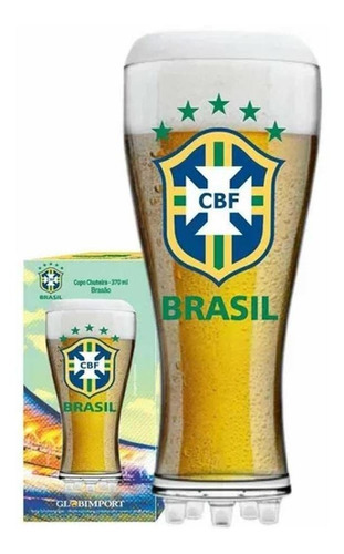 Copo P/ Cerveja Chuteira 370ml Globimport - Brasão Brasil Cor Transparente