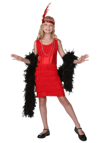 Disfraz Para Niña Flapper Con Flecos Talla L Halloween