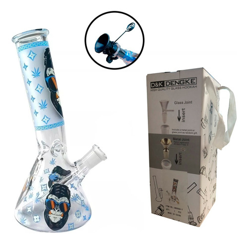 Bong Pipa De Agua En Cristal Estampada 20cm