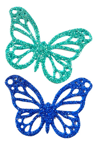 60 Mariposas Troqueladas Decoración Glitter 