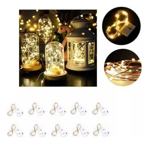 Imagen 2 de 4 de Alambre De Led 50cms Luz Con Pila Incluida Pack X10u Deco