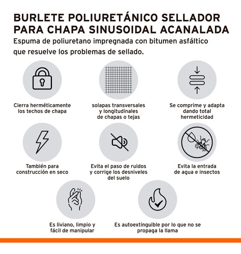 Cierre Junta Hermético Poliuretanico 10 Mt Chapa Sinusoidal Color Negro Acanalado