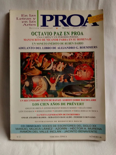 Imagen 1 de 5 de Proa Letras Artes Octavio Paz Marzo Abril 2000 N°46 Especial