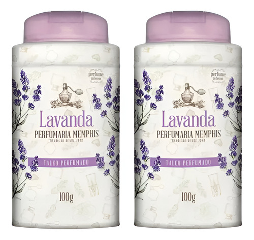 Kit 2 Talco Perfumado Alma De Flores Lavanda 100g - Memphis