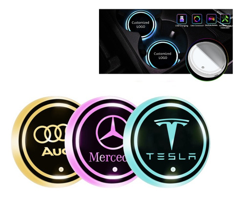 2pcs Posavasos Con Luz Led Para El Coche,luz Ambiental