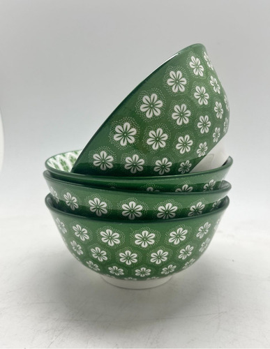 Vajilla 16 Piezas Cerámica Elegante Royal Haus Resistente Color Verde Flor