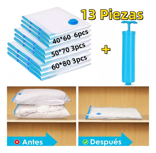 Bolsas Al Vacio Bolsas Para Comprimir Ropa Con Bomba 13 Pzas