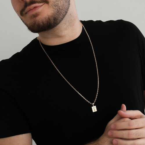 Imagem 2 de 3 de Corrente Cordão Masculino Banhada Ouro 18k Placa Cristo