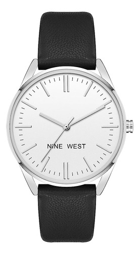 Nine West Women's Strap Watch Reloj Negro Con Plata