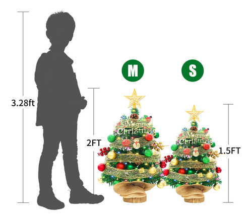 Árbol De Navidad Artificial Led De Mesa De 1.5 Pies, Aliment