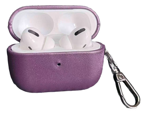 Case Couro Premium Compatível Fone Airpods Pro 1/2 Geração Roxo