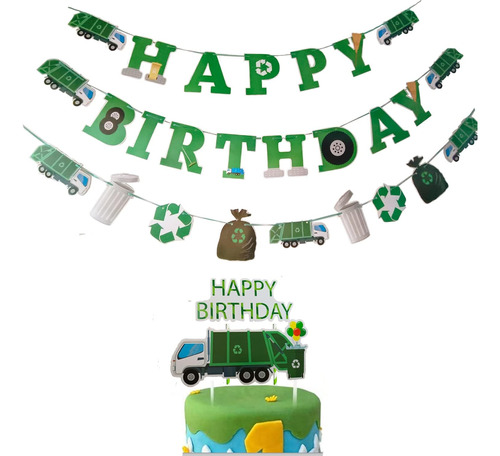 Cartel De Cumpleaños De Camión De Basura, Suministros De Fie