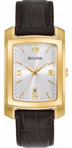 Reloj Bulova 97b162 Hombre Correa Piel Marron Fechador 