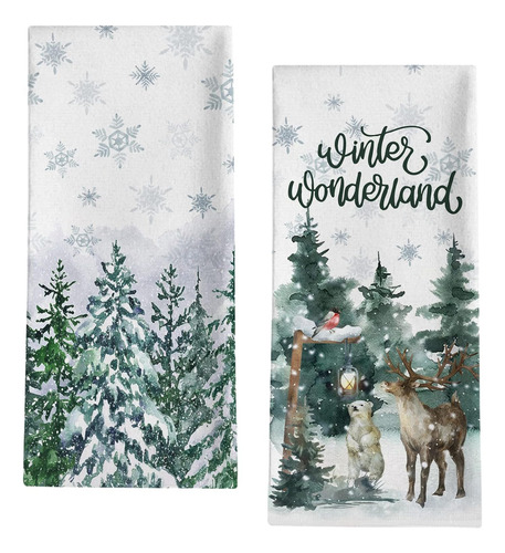 Seliem Snowy Winter Wonderland - Toalla De Cocina Con Copos