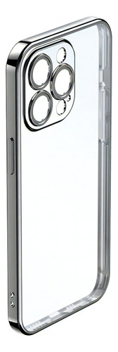 Capa emborrachada Rock Space Slim TPU Fosco preto com design electroplating para Apple iPhone Compatível com iphone 14 normal de 1 unidade