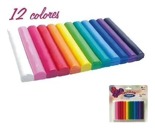 Plastilina Para Modelado 12 Colores Escolar Niños