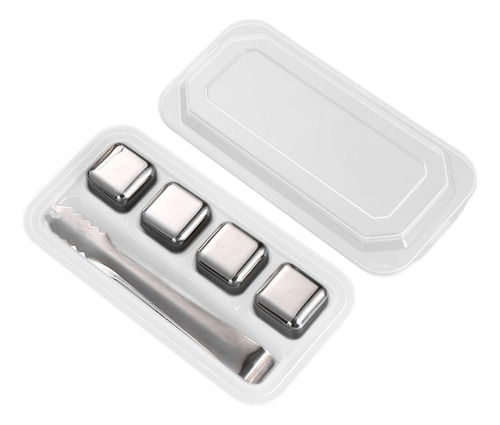 2 Cubos De Hielo De Acero Inoxidable, Cubos 4 Plata Con Clip