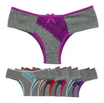 Comprar Kit 10 Calcinhas Cós Largo Algodão Detalhe Renda Lingerie