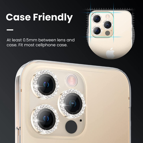 Vidrio Templado Camara Strass Para iPhone 13 Pro Max Mini